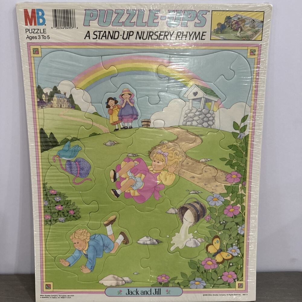 New Vintage 1988 Milton Bradley Puzzle Ups Stand Up Nursery Rhyme Jack & Jill